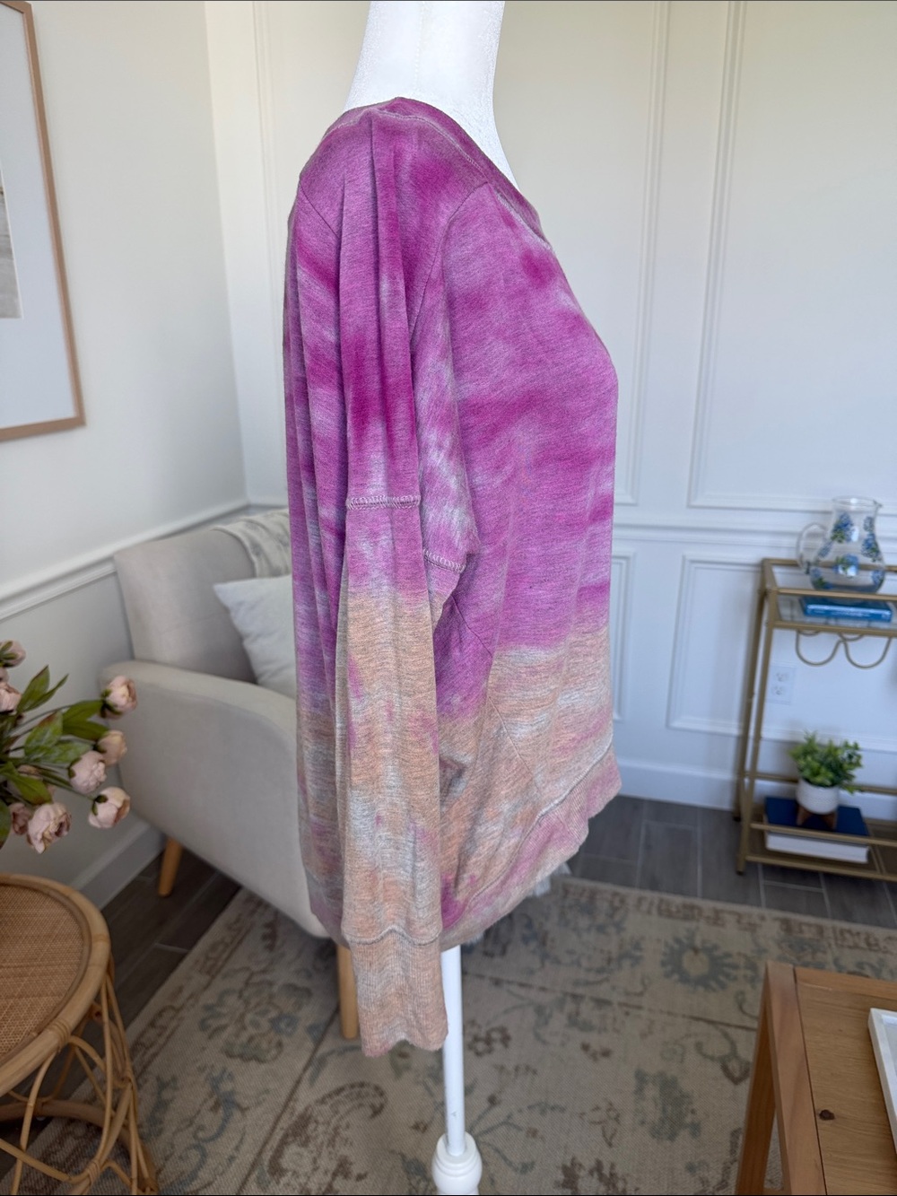 River + Sky London Purple Hand Dyed Dolman Sweatshirt Boho M - Picture 6 of 11